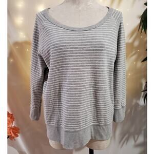 Standard James Perse Boat Neck 3/4 Sleeve Striped Sweatshirt Womens Size 4 XL